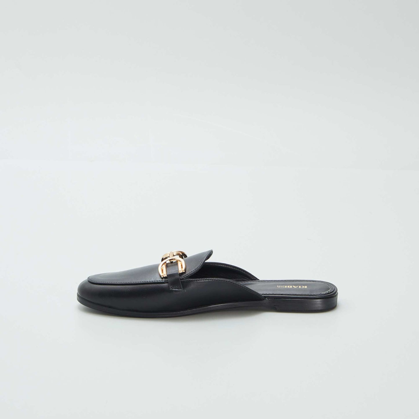 Open loafers with gold-coloured strap BLACK