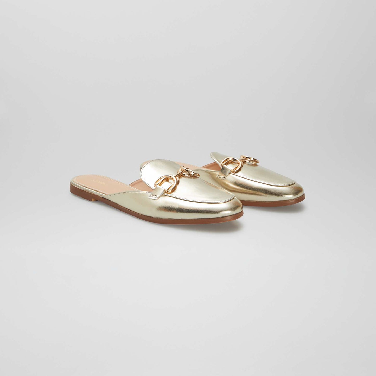 Open loafers with gold-coloured strap BEIGE