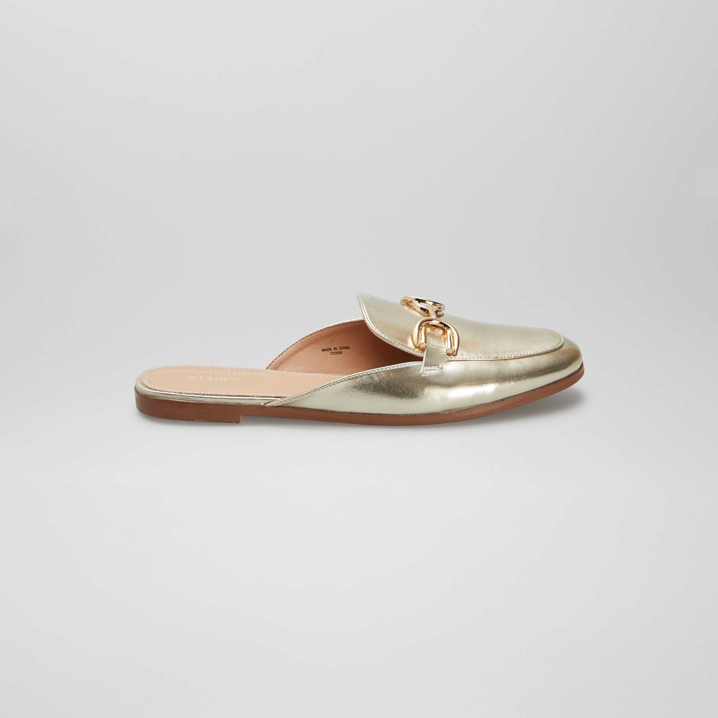 Open loafers with gold-coloured strap BEIGE