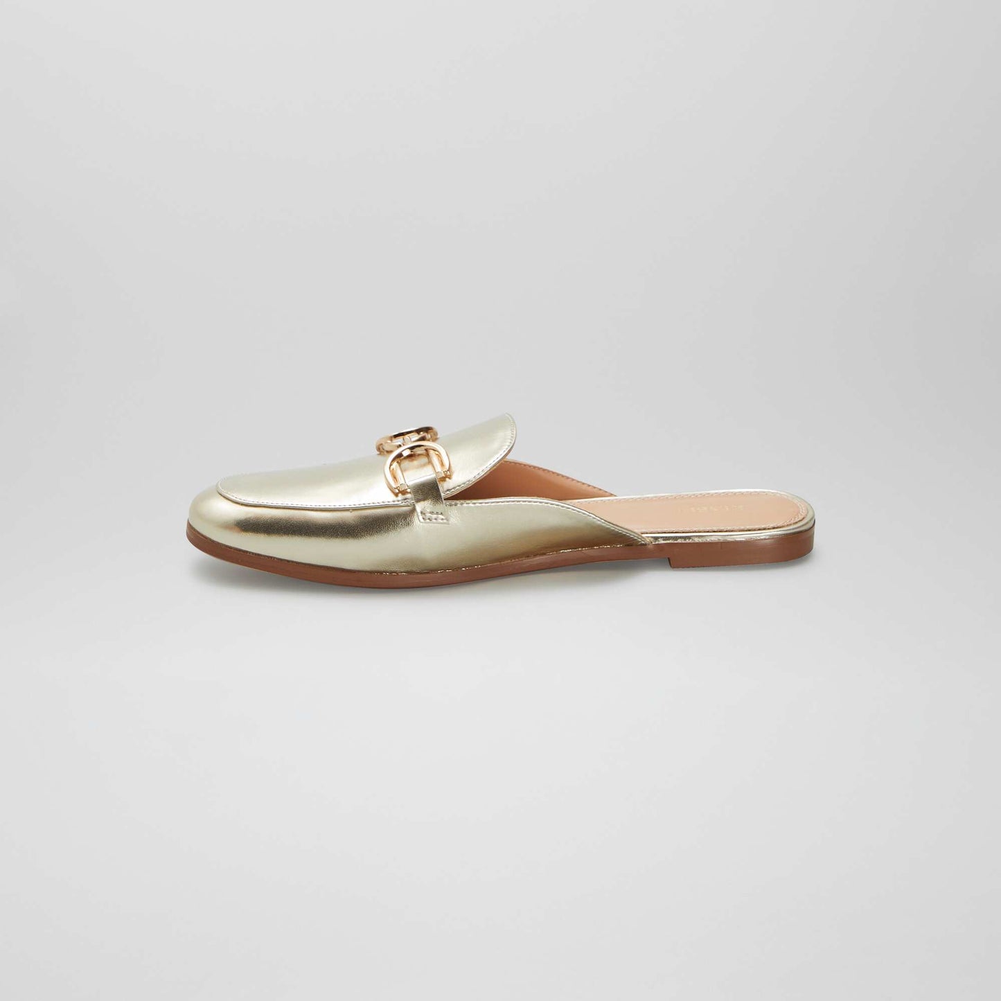 Open loafers with gold-coloured strap BEIGE