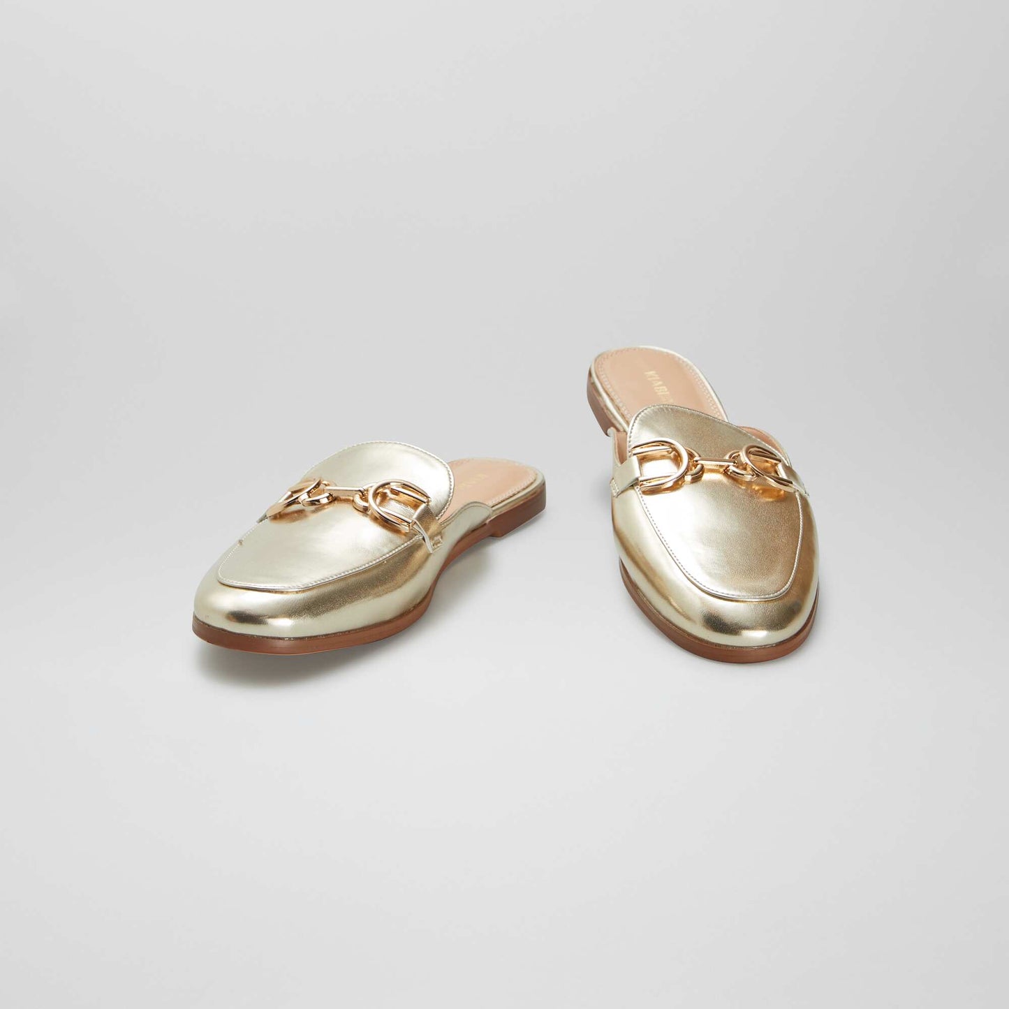 Open loafers with gold-coloured strap BEIGE