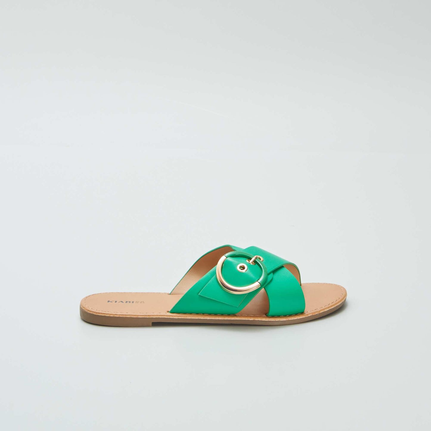 Sandals with crossover straps GREEN