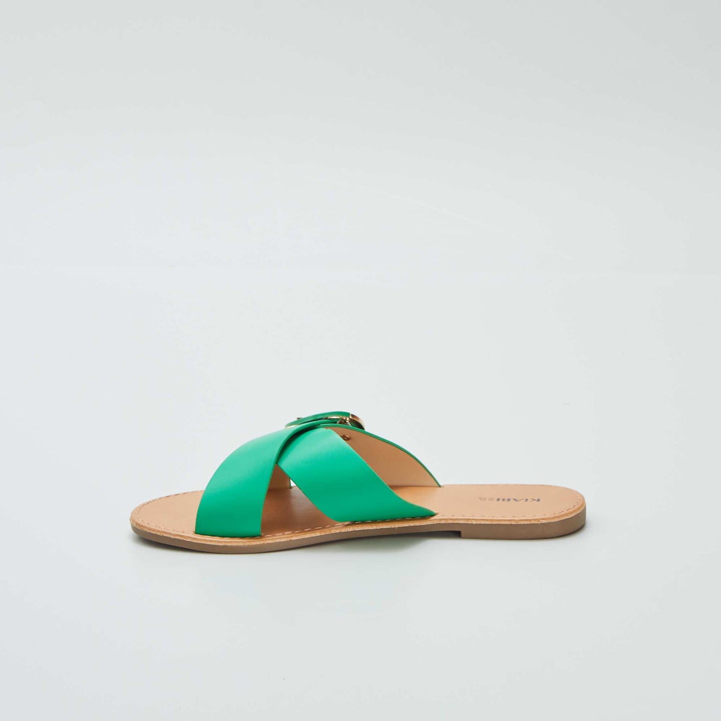 Sandals with crossover straps GREEN