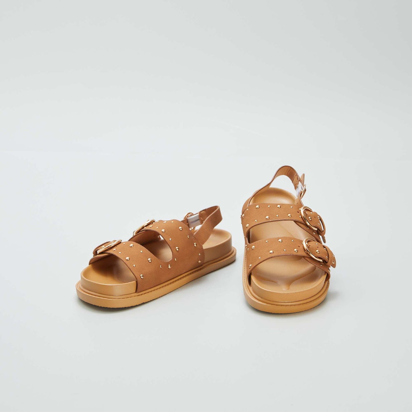 Sandals with studded straps BEIGE