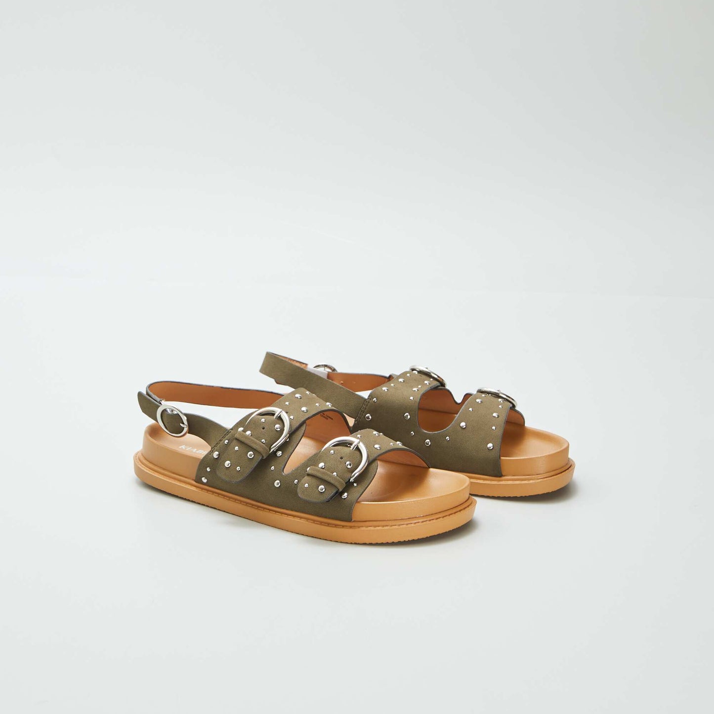 Sandals with studded straps GREEN