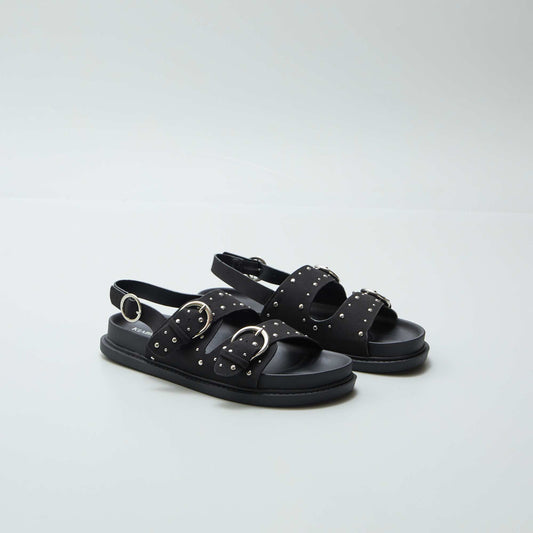 Sandals with studded straps BLACK