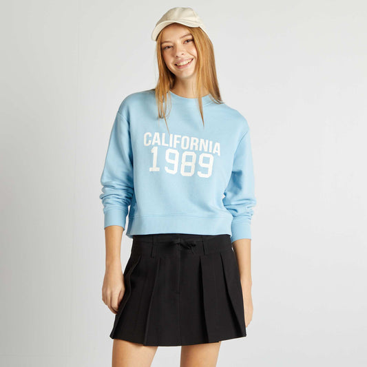 Plain round-neck sweatshirt BLUE