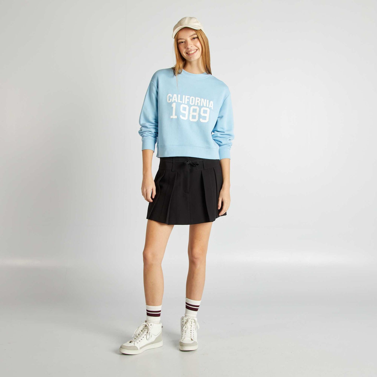 Plain round-neck sweatshirt BLUE