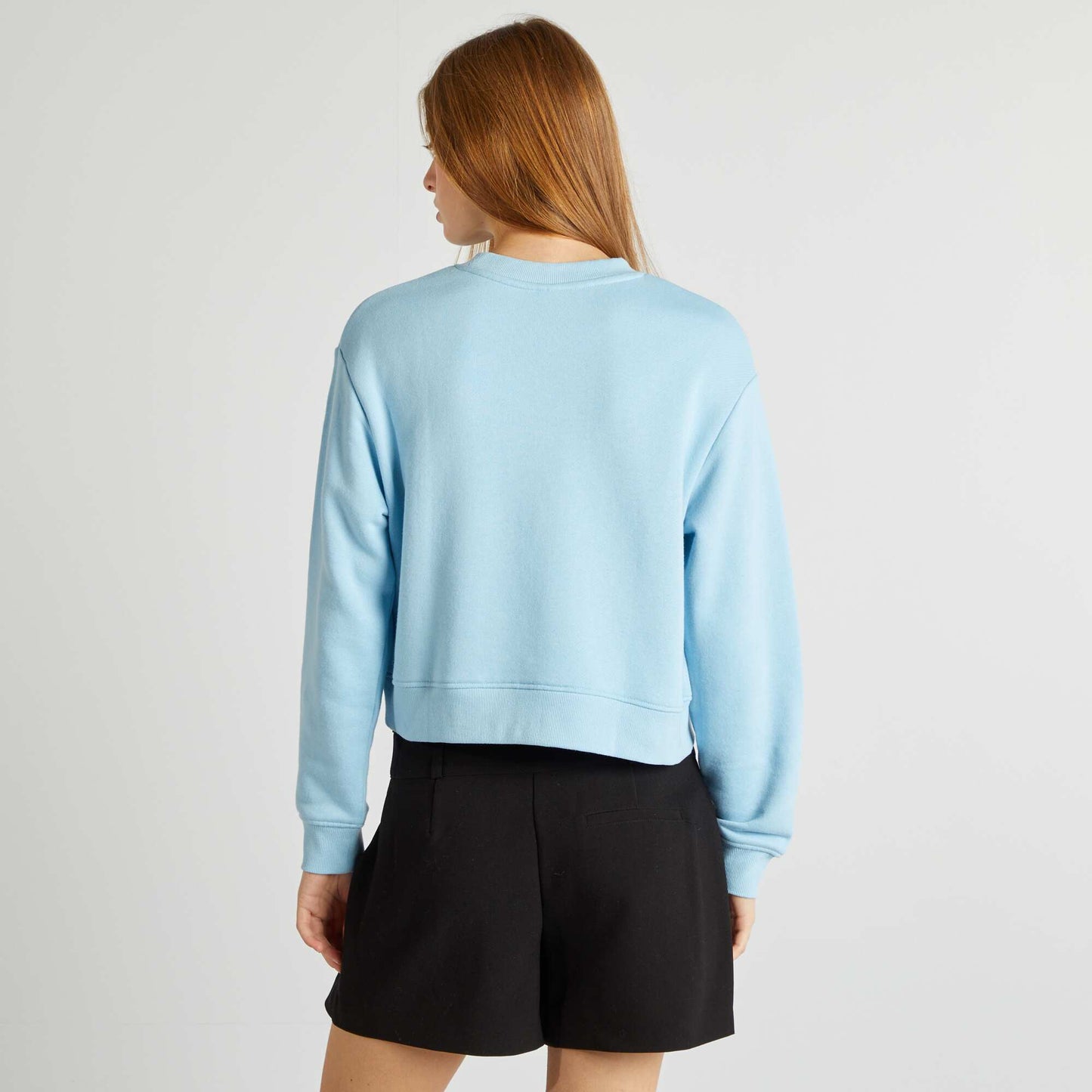 Plain round-neck sweatshirt BLUE