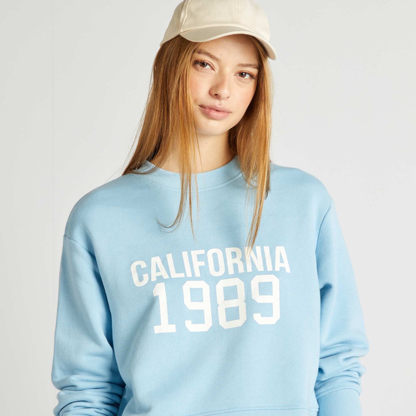 Plain round-neck sweatshirt BLUE