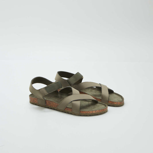 Sandals with crossover straps KHAKI