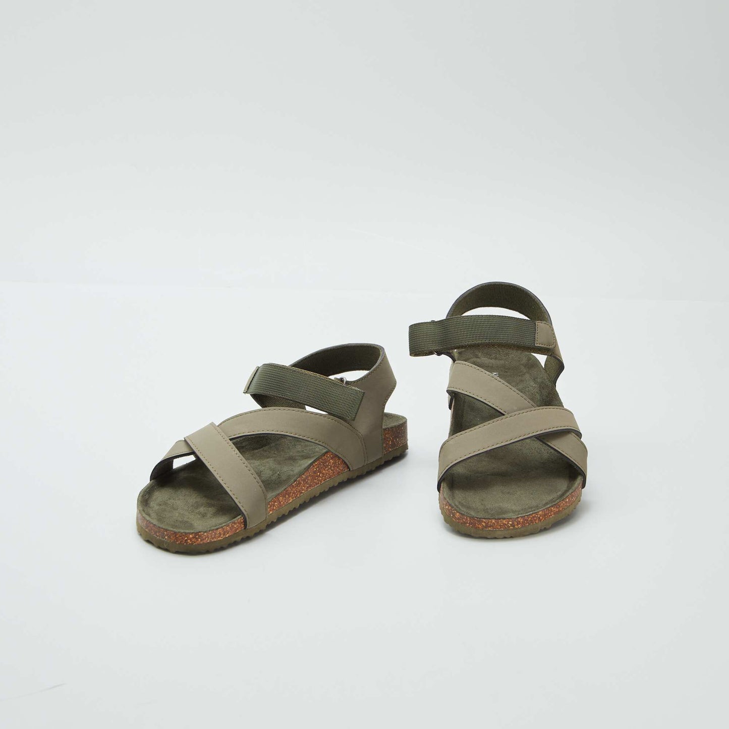 Sandals with crossover straps KHAKI