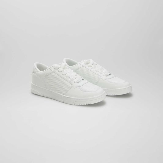 Low-top faux leather trainers WHITE