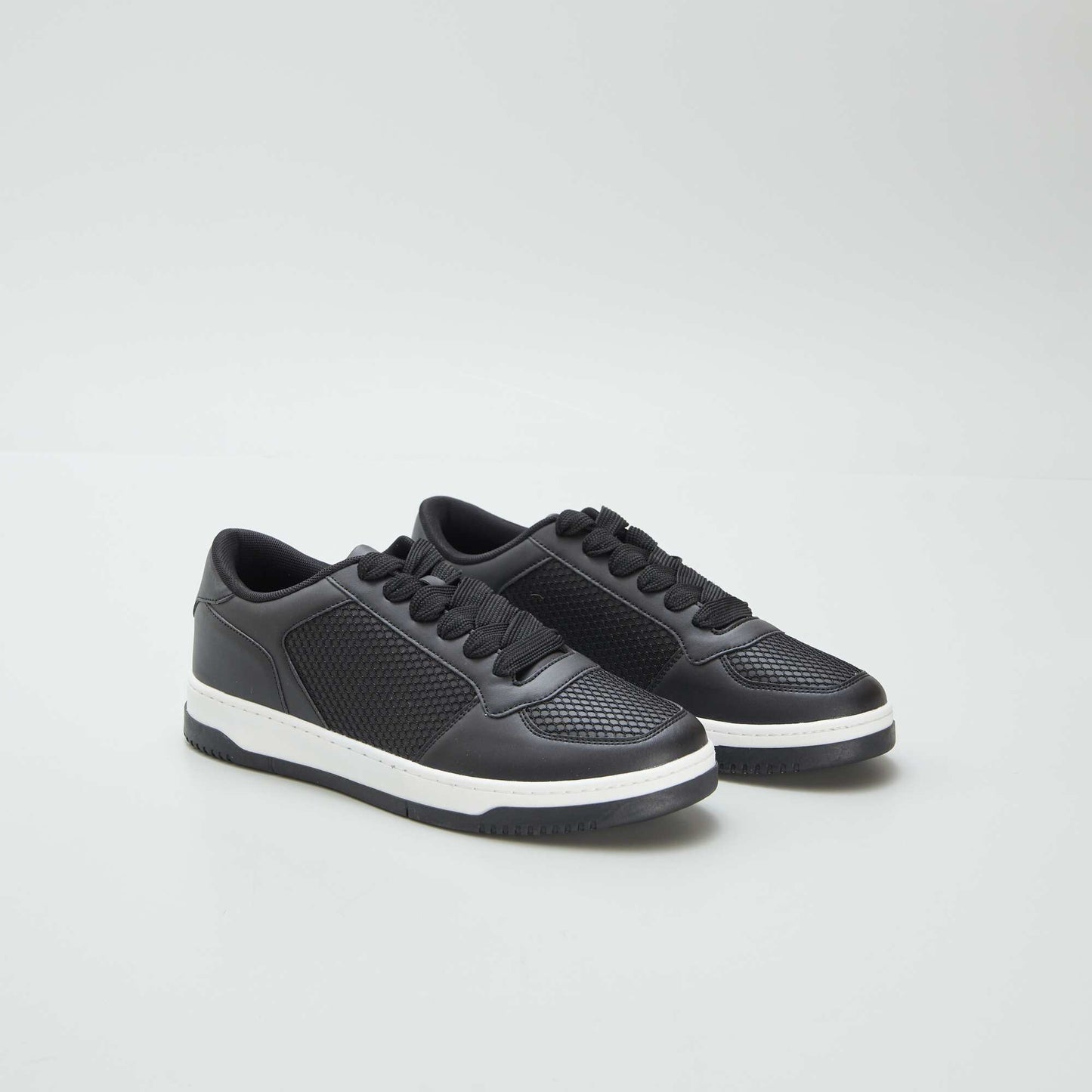 Low-top faux leather trainers BLACK