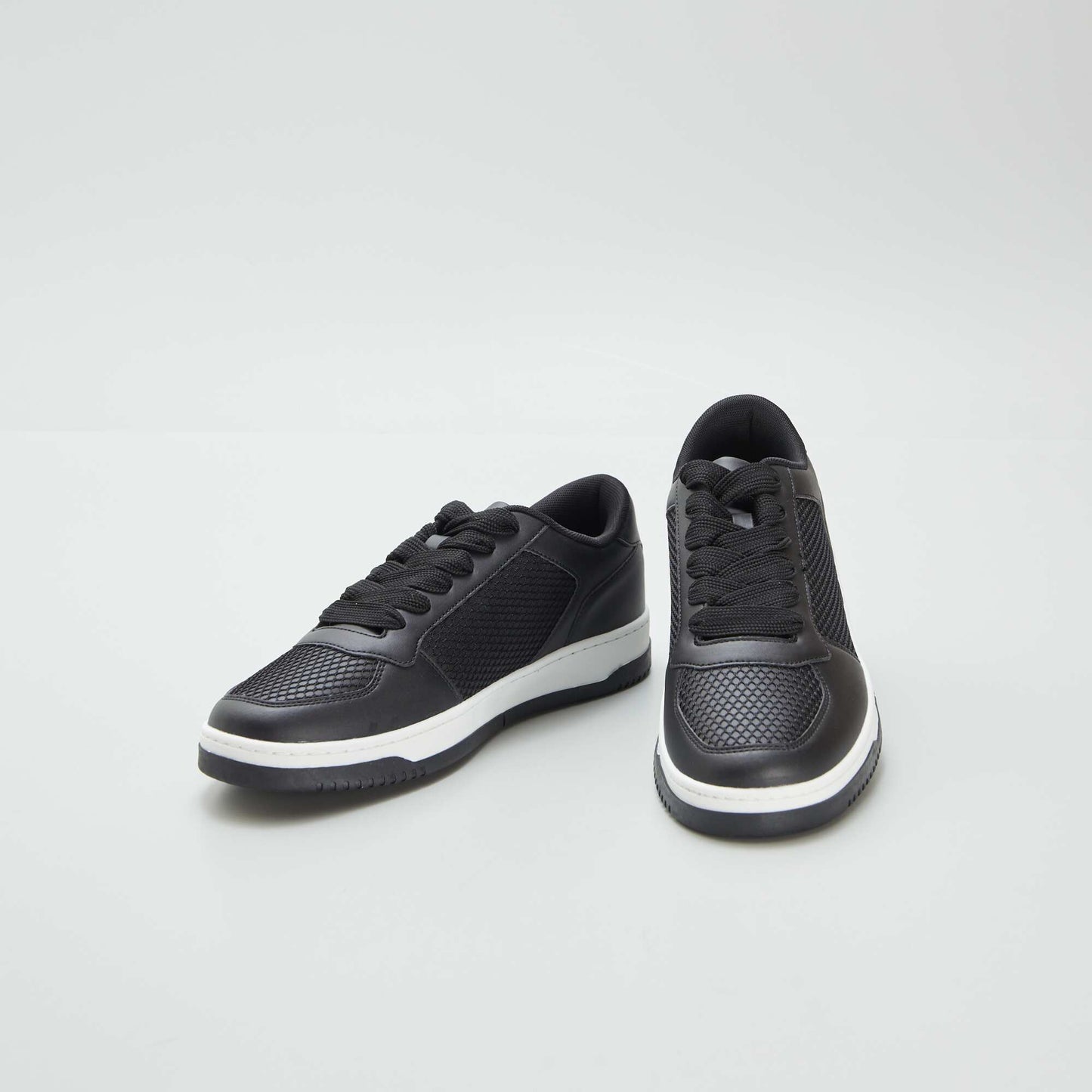 Low-top faux leather trainers BLACK