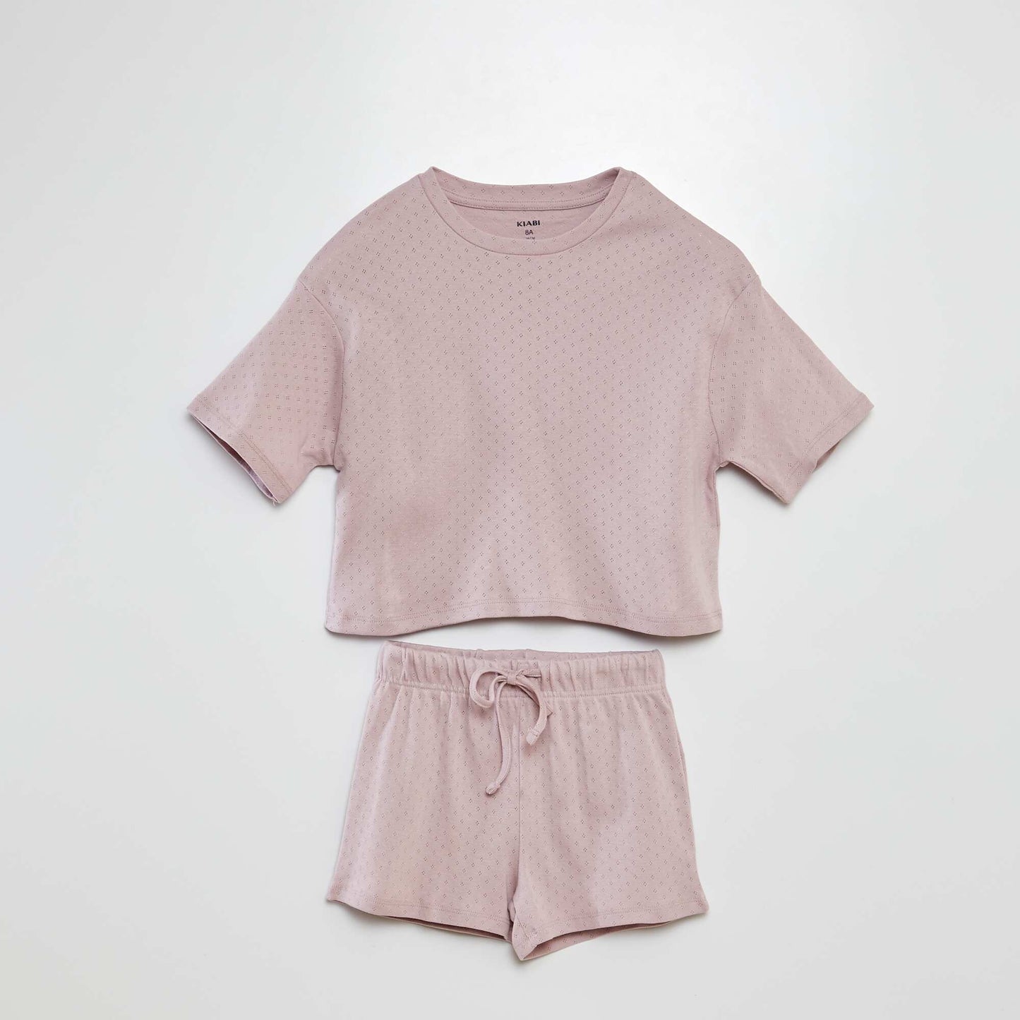 Long pointelle pyjamas with a T-shirt and trousers PURPLE