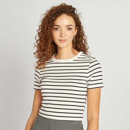 Stretch cotton Breton T-shirt WHITE