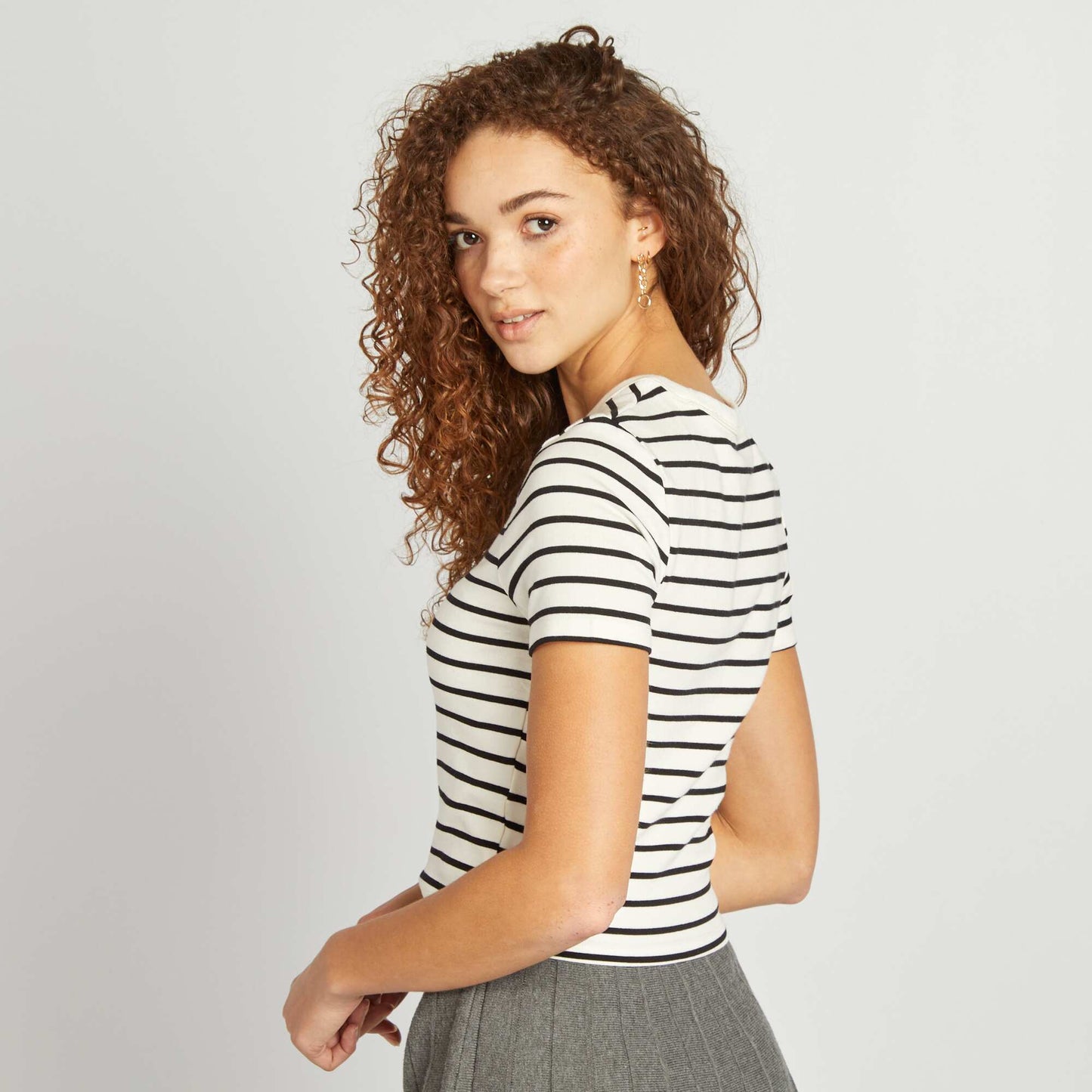 Stretch cotton Breton T-shirt WHITE