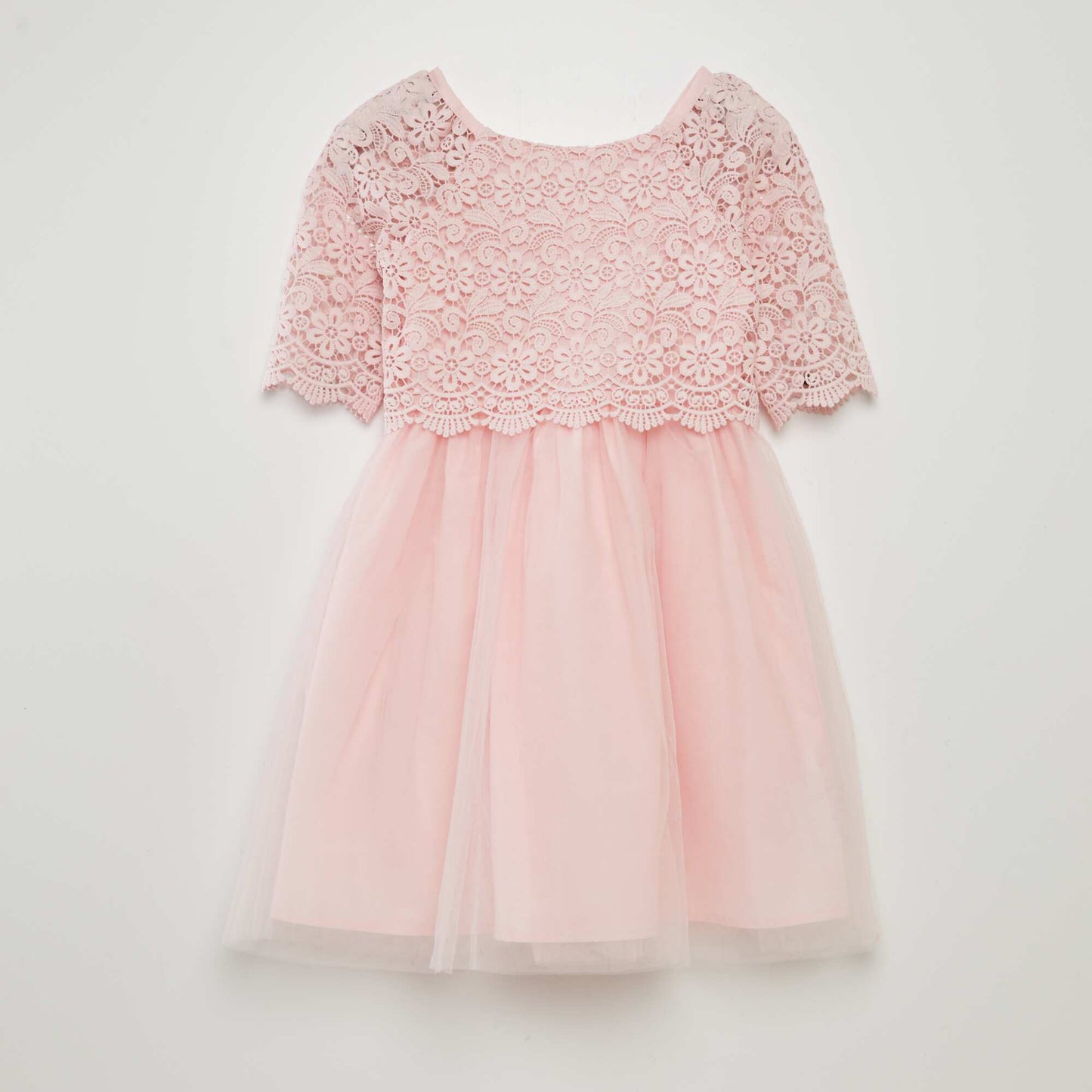 Crochet and tulle party dress PINK