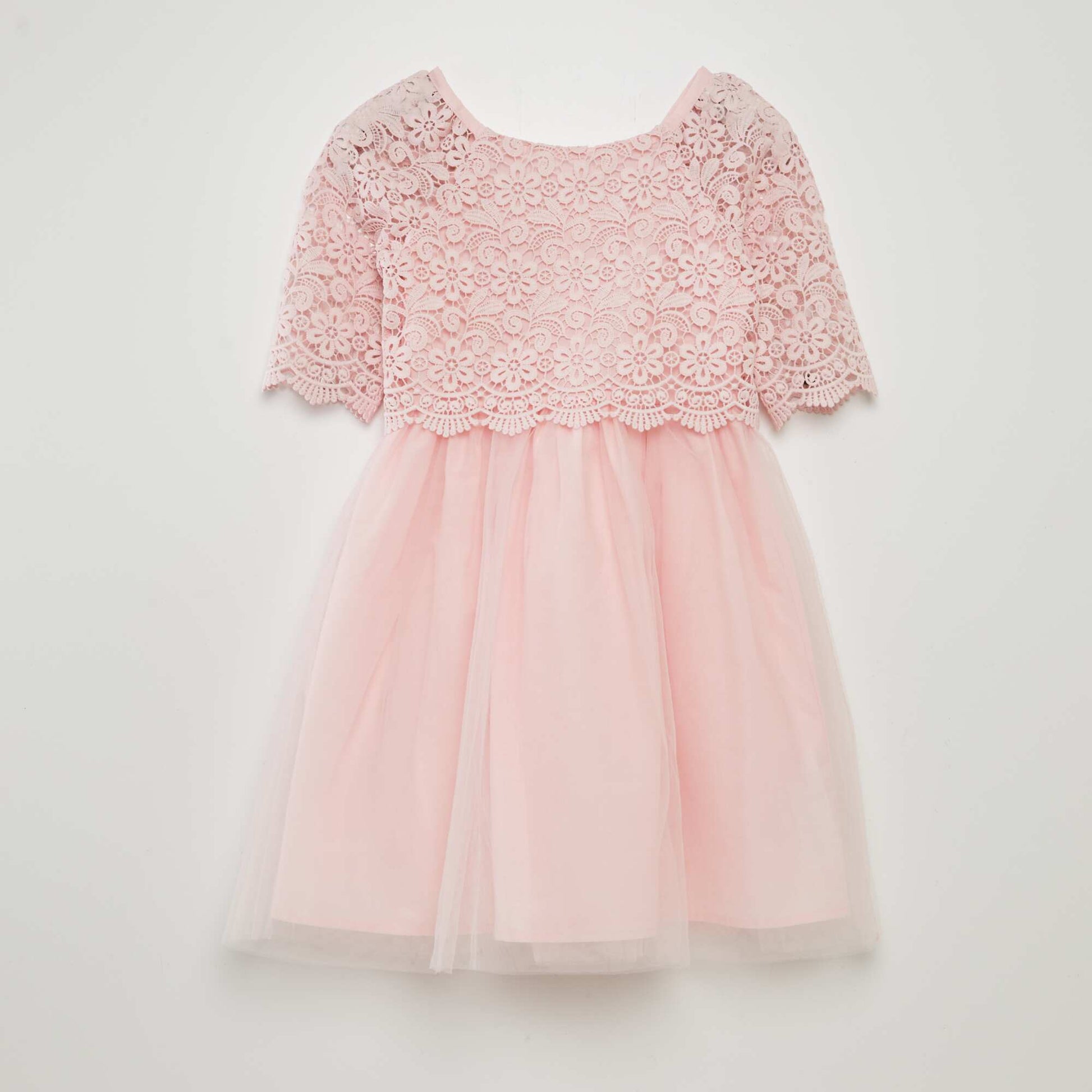 Crochet and tulle party dress PINK