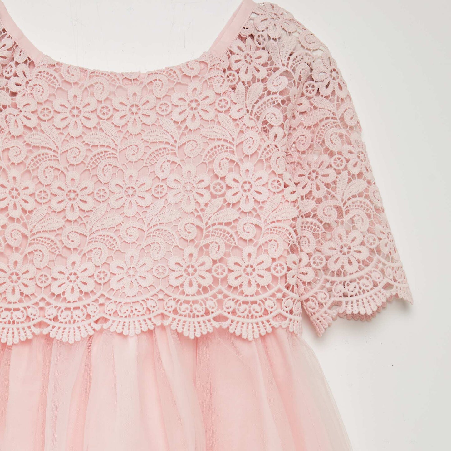 Crochet and tulle party dress PINK