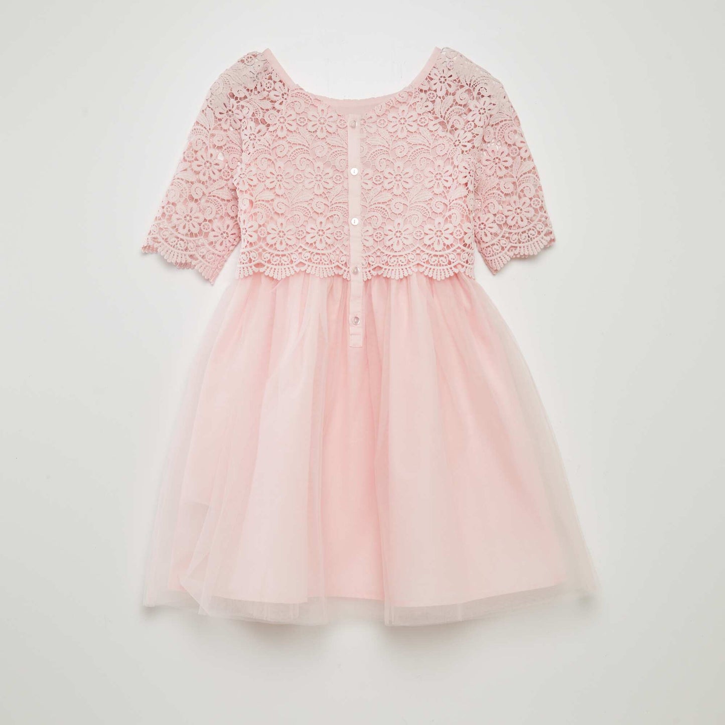 Crochet and tulle party dress PINK