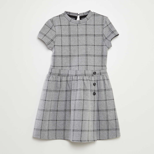 Checked A-line dress GREY