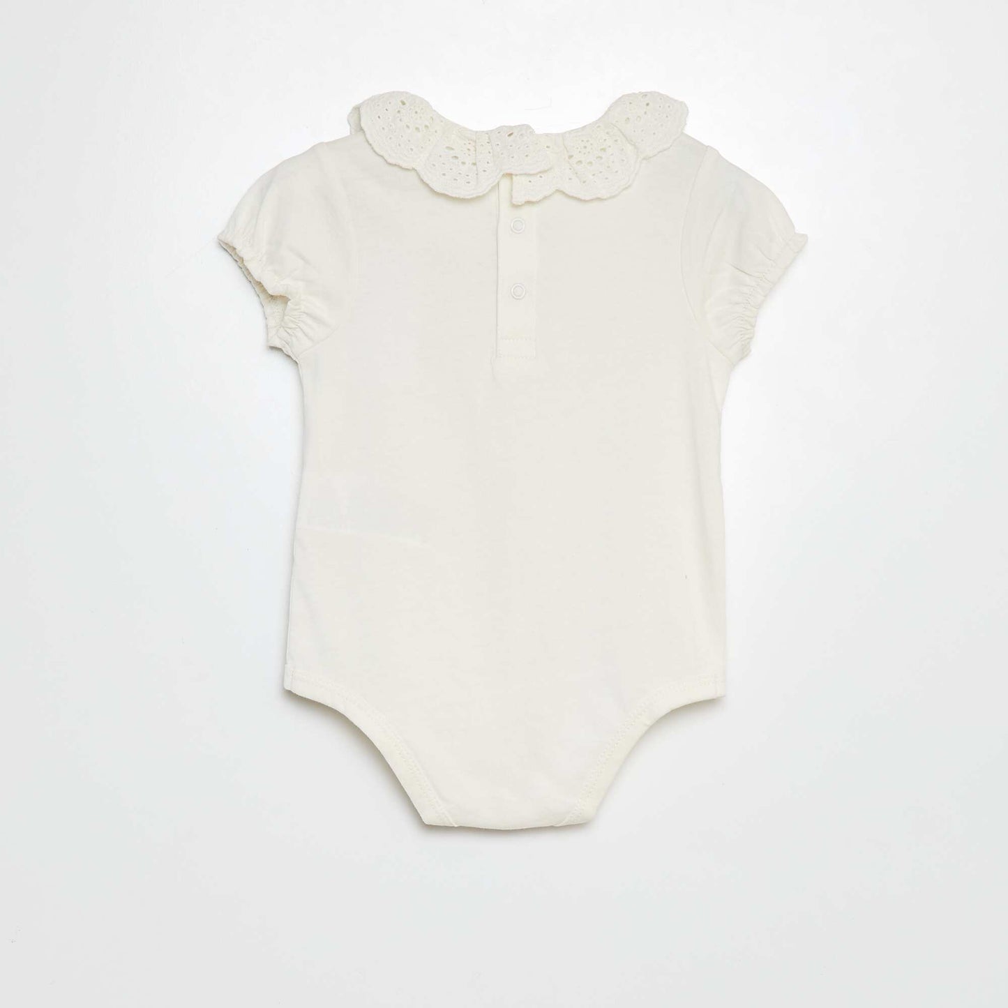 Bodysuit with broderie anglaise collar WHITE