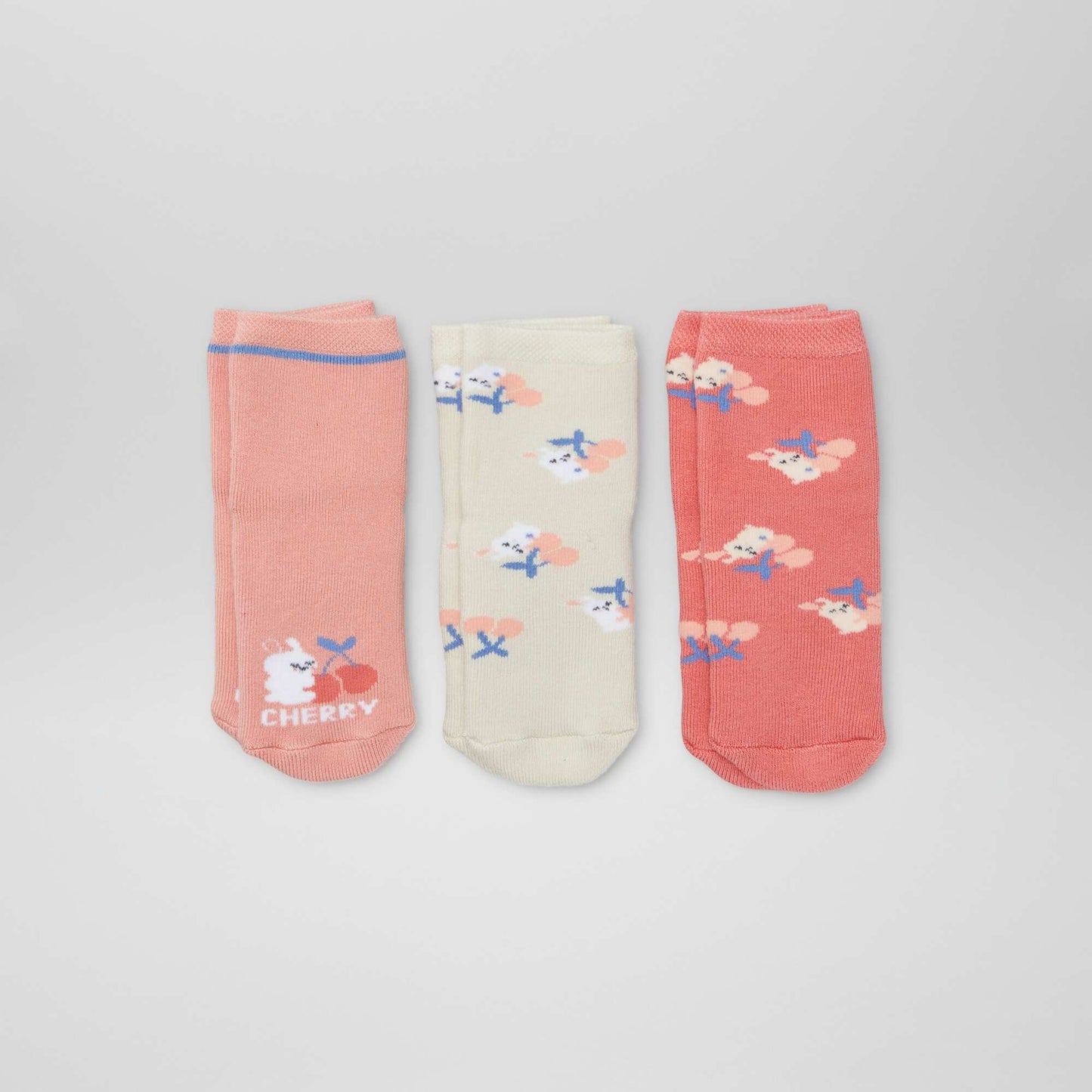 Pack of 3 pairs of non-slip socks PINK