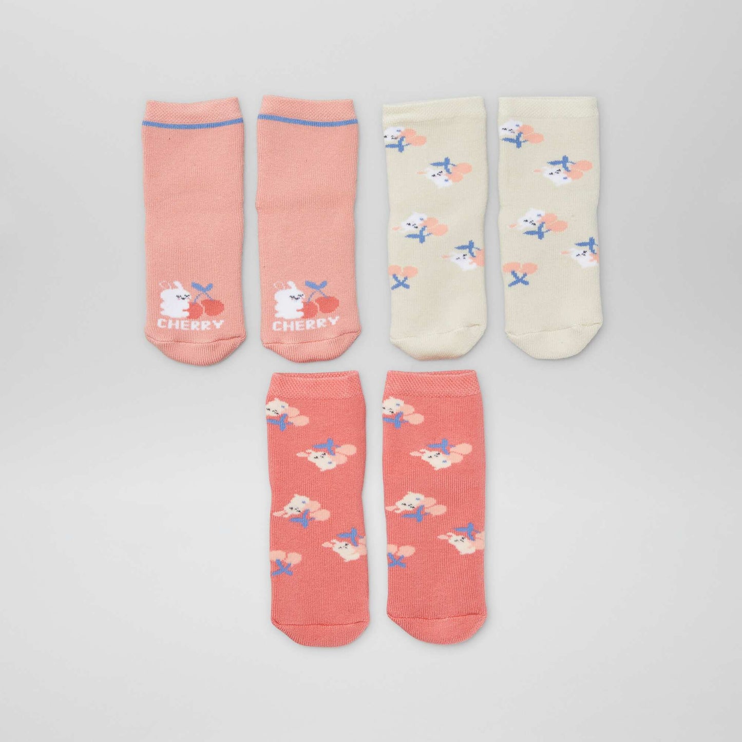 Pack of 3 pairs of non-slip socks PINK