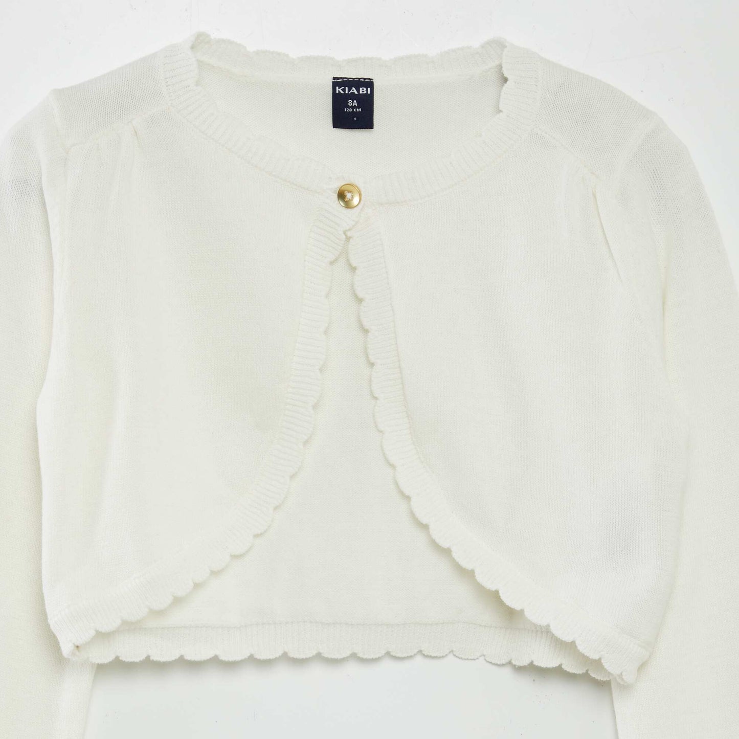 Cardigan with scalloped trim WHITE