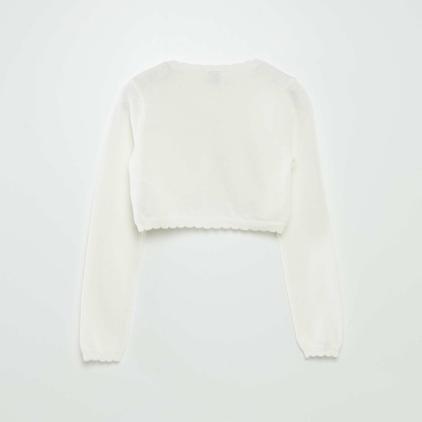 Cardigan with scalloped trim WHITE