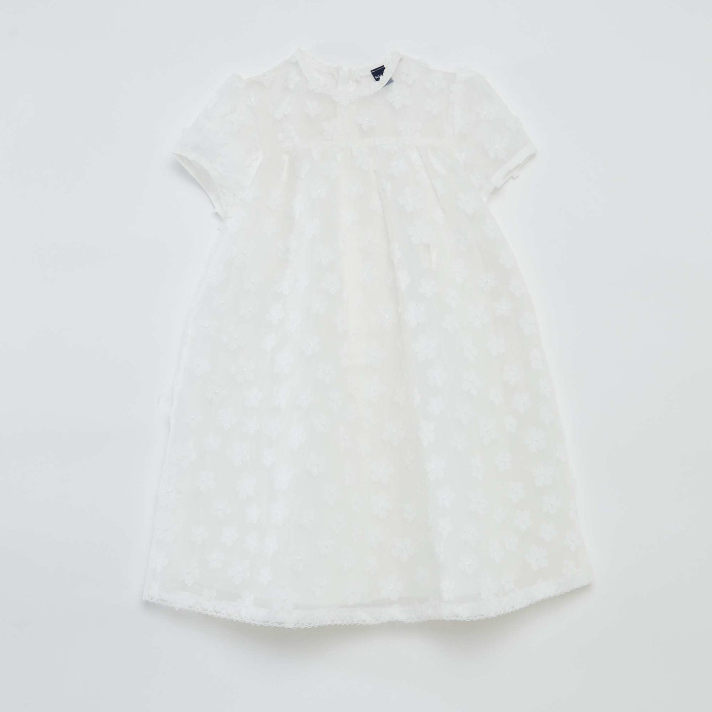 Tulle party dress with floral pattern WHITE