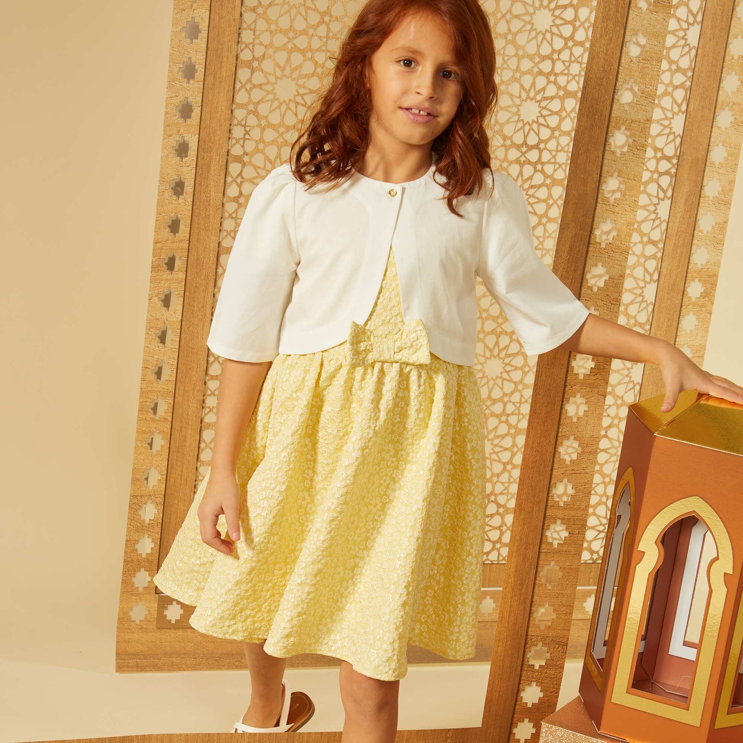 Jacquard party dress YELLOW