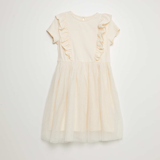 A-line dress with tulle WHITE