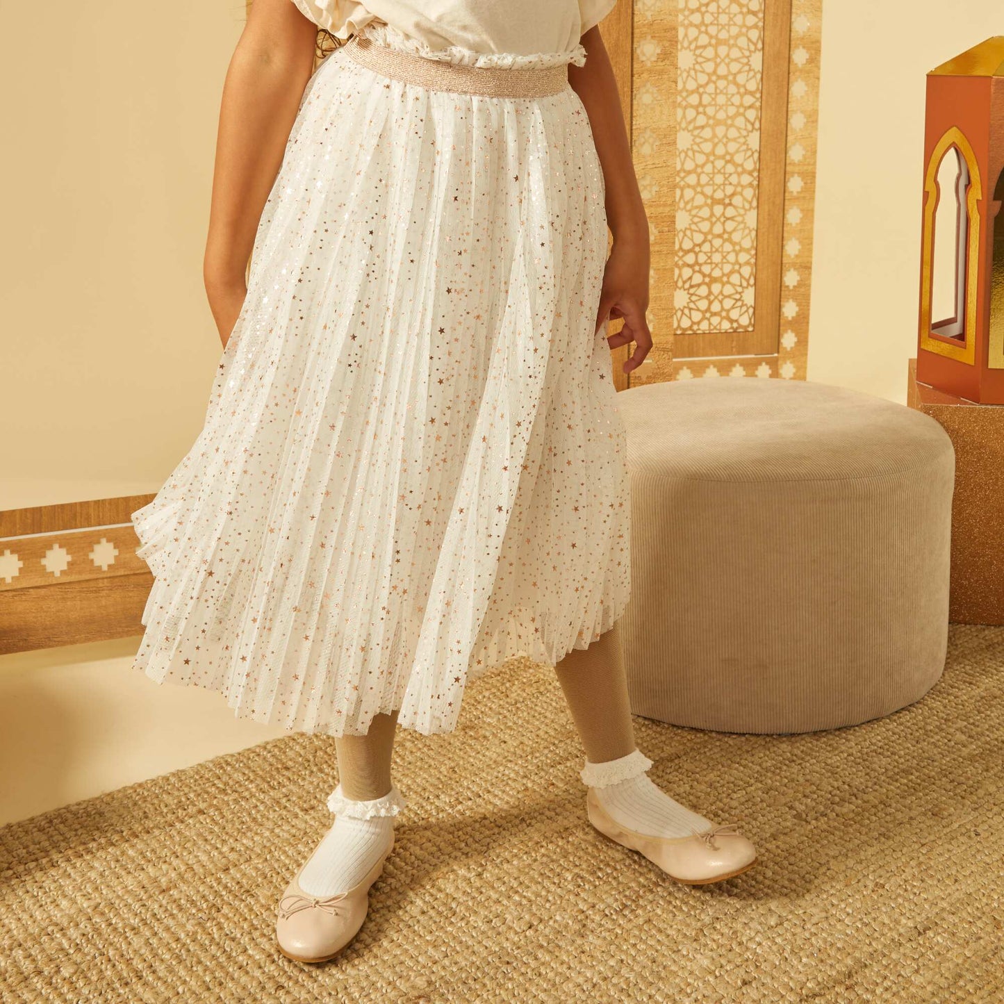 Tulle skirt with stars WHITE