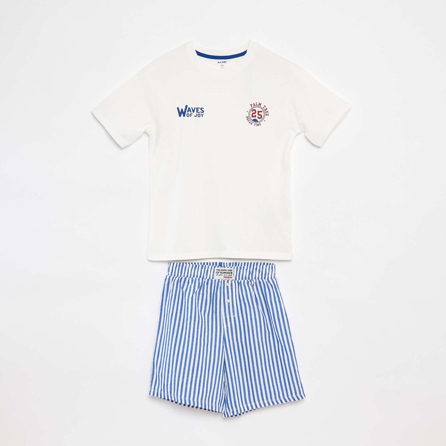 2-piece pyjama set - Striped shorts + T-shirt WHITE