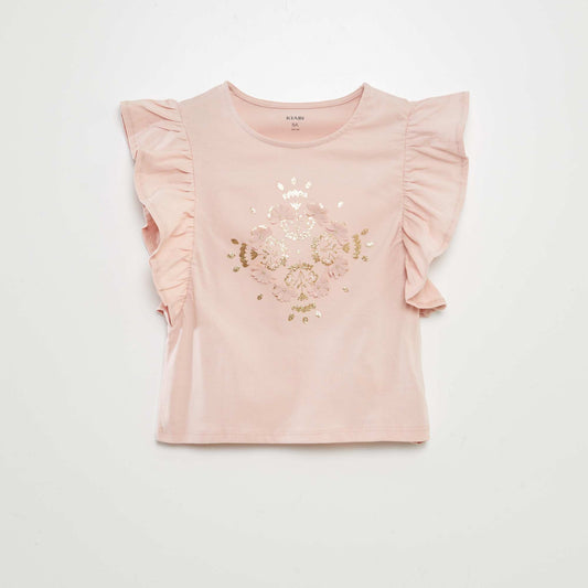 T-shirt with ruffled sleeves PINK