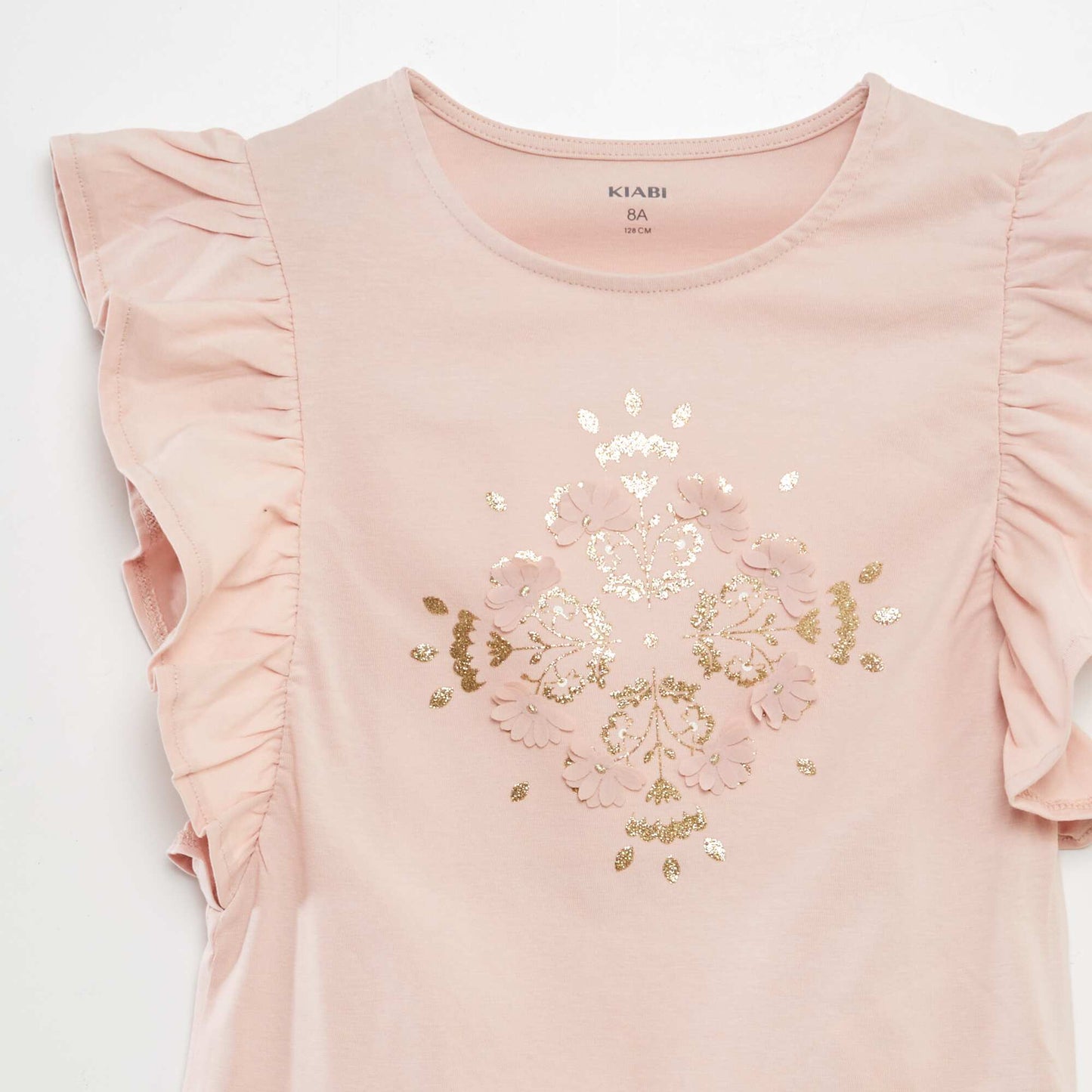 T-shirt with ruffled sleeves PINK