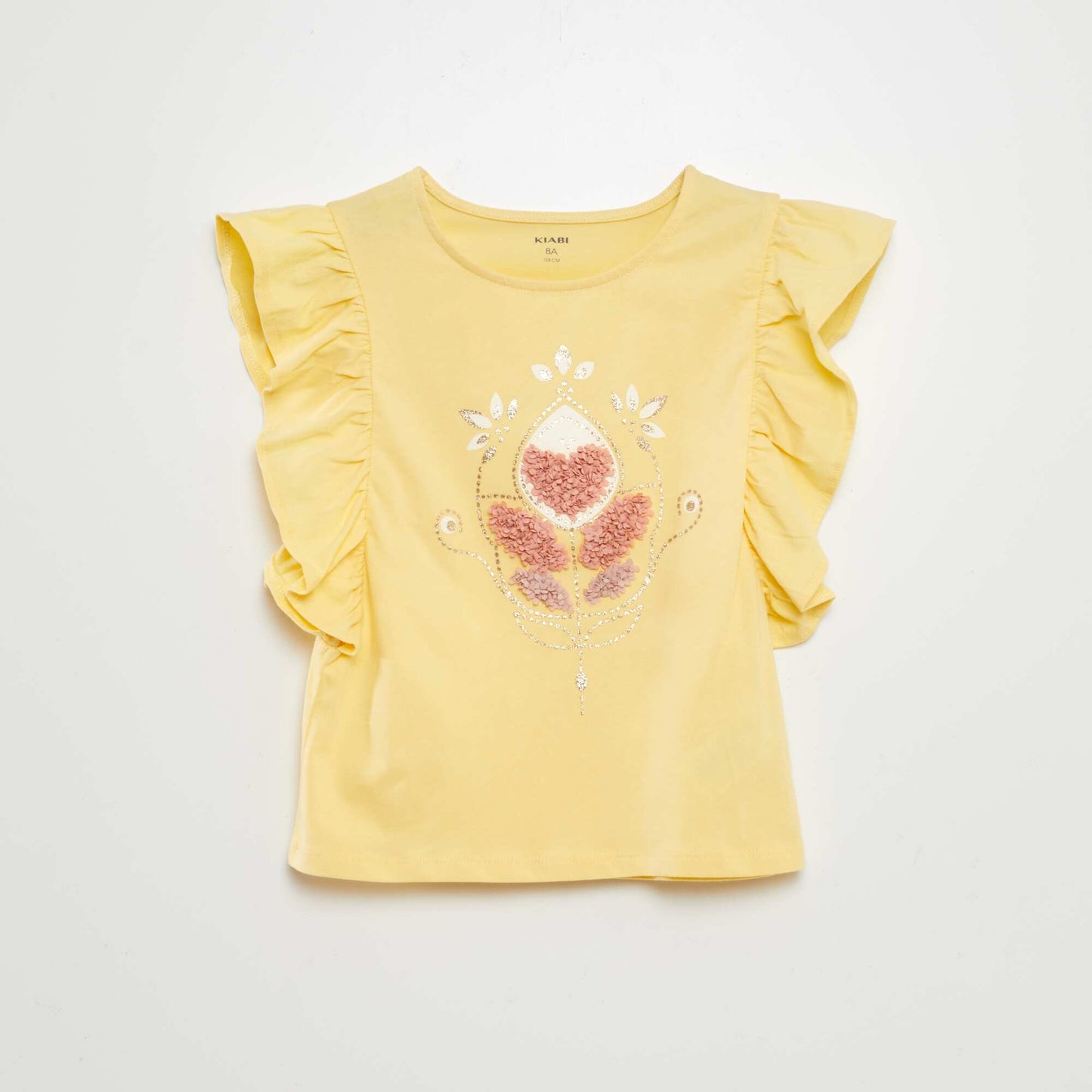 T-shirt with ruffled sleeves YELLOW