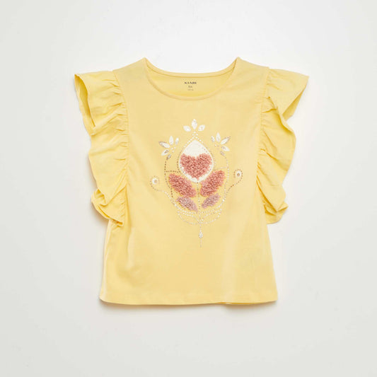 T-shirt with ruffled sleeves YELLOW