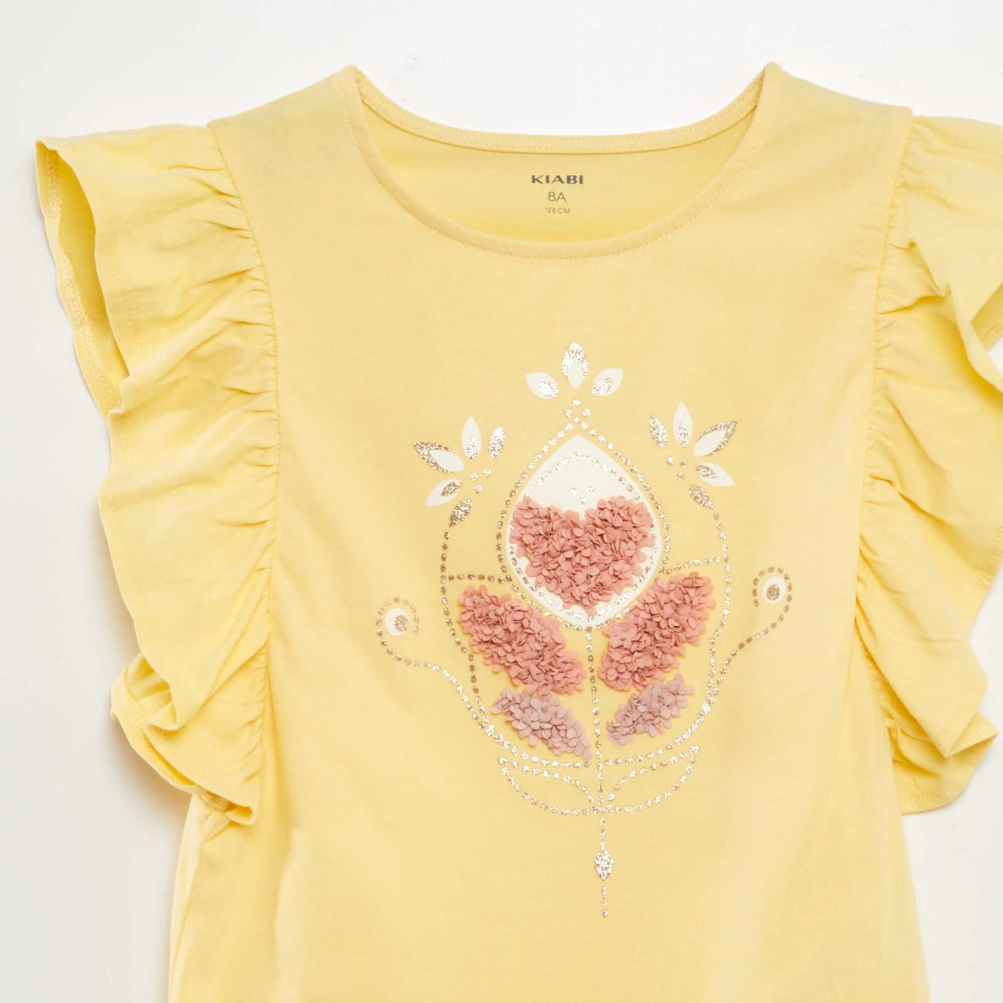 T-shirt with ruffled sleeves YELLOW