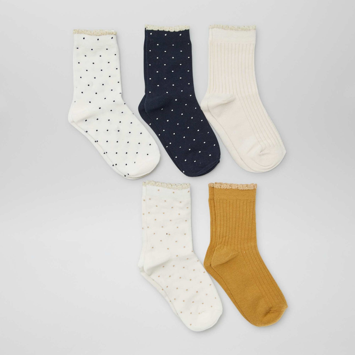 Pack of 5 pairs of long socks WHITE