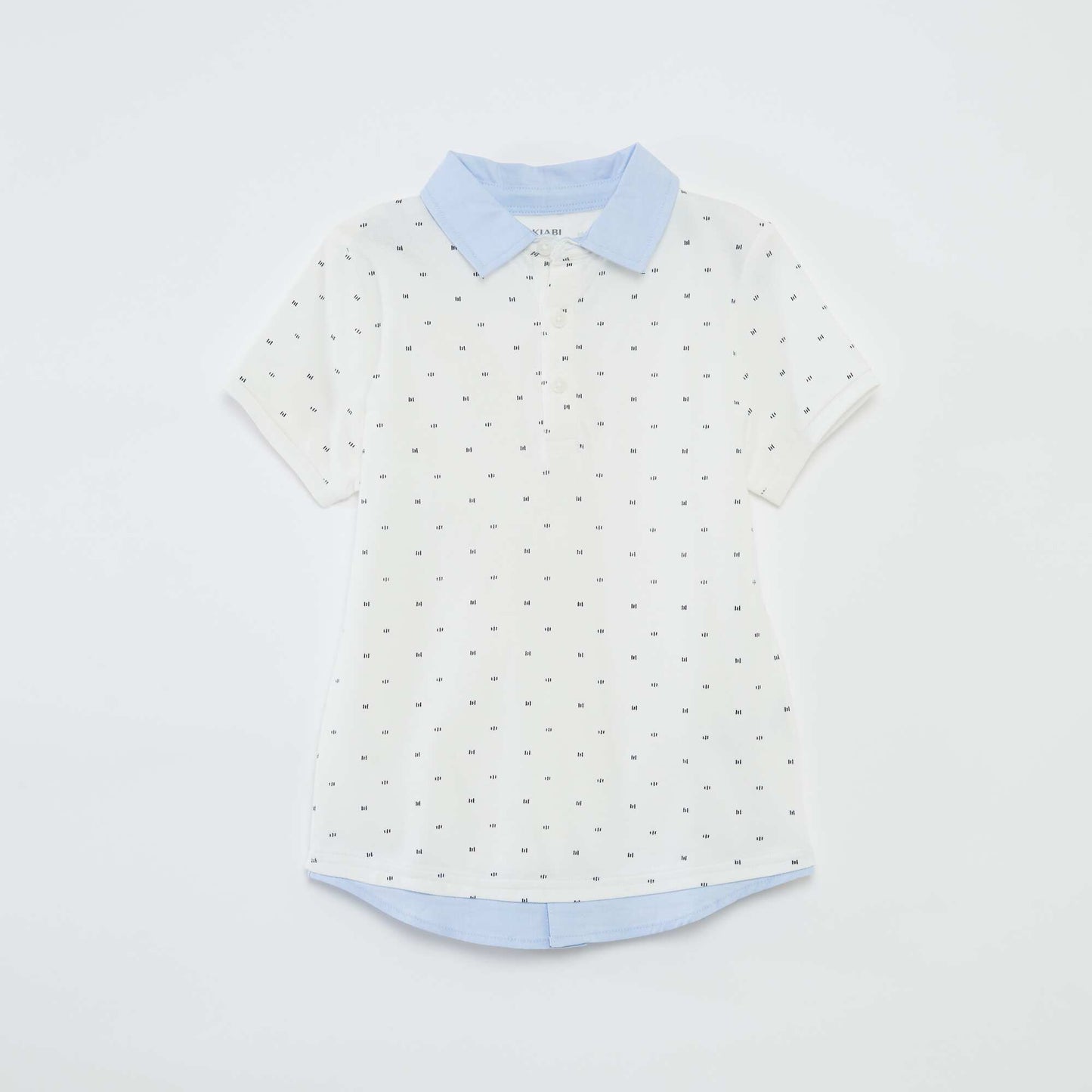 Patterned piqué knit polo shirt WHITE