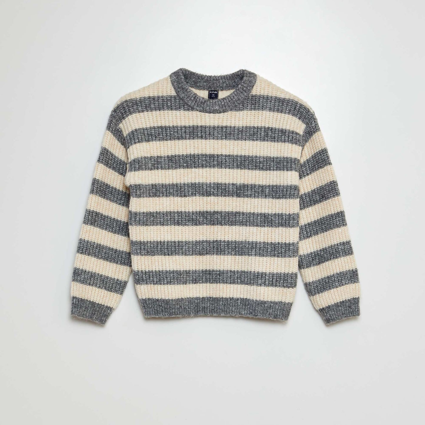 Wool-blend Breton stripe jumper GREY