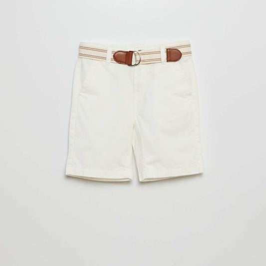 Lightweight Bermuda shorts with belt WHITE