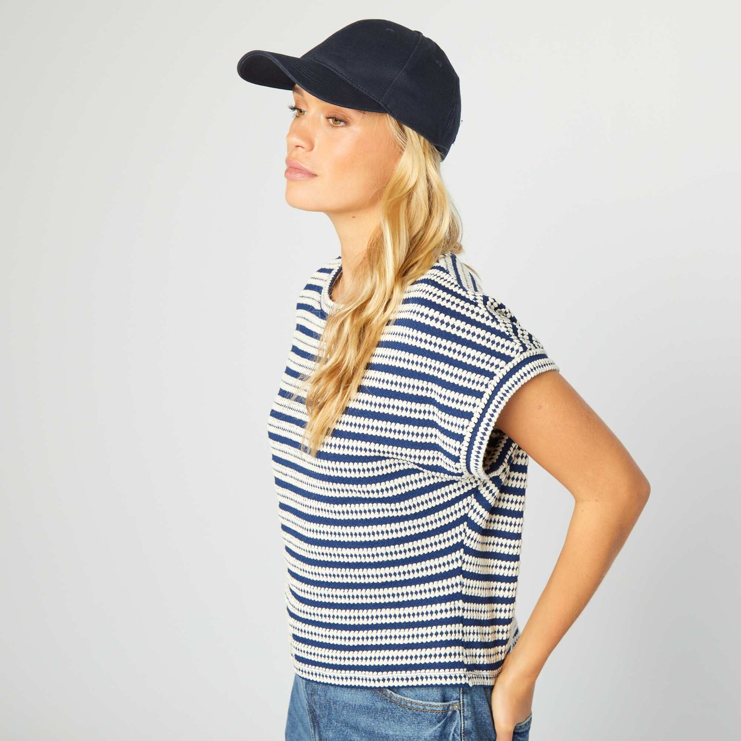 Striped loose-fit T-shirt BLUE