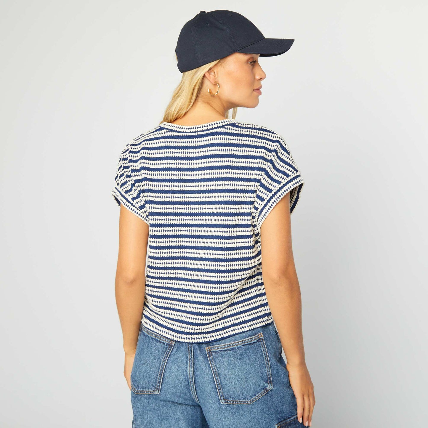 Striped loose-fit T-shirt BLUE