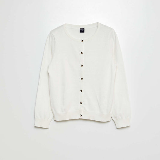 Plain knit cardigan WHITE