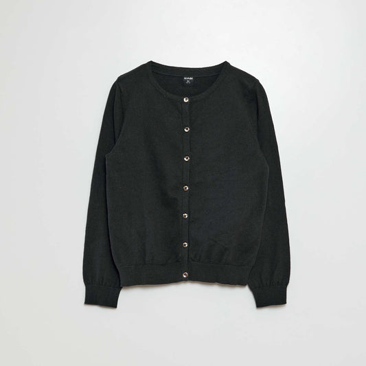 Plain knit cardigan BLACK